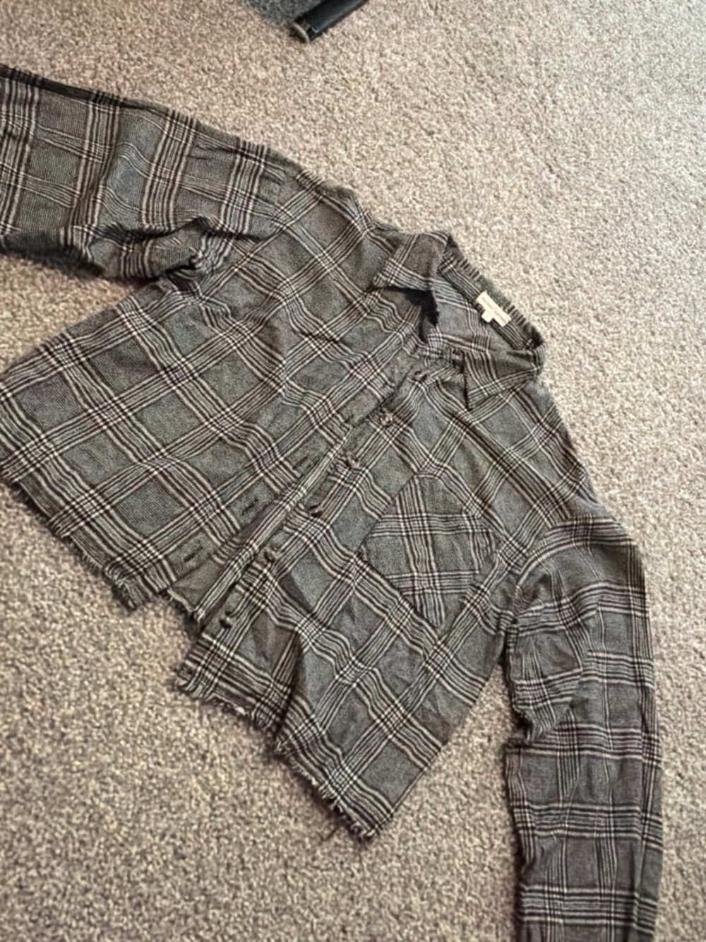 Gilded Intent Black and White Glen Plaid Top